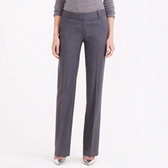 J. Crew Light Gray Favorite Fit Wool Wide Leg Dress Pants 4 - Picture 1 of 5
